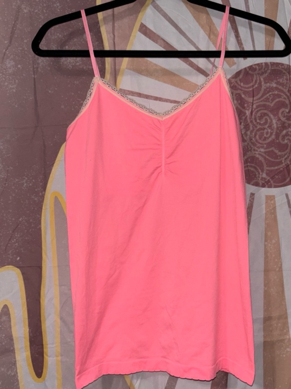 PINK Victoria's Secret Neon Pink Lace-Trim Cami
